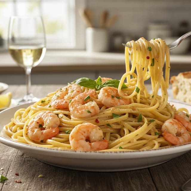 AIOLI SHRIMP PASTA.