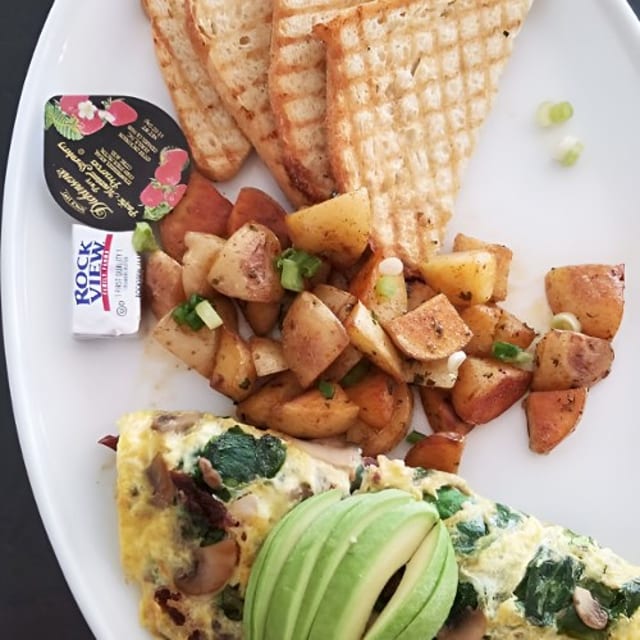 Goat Cheese and Spinach Omelette.