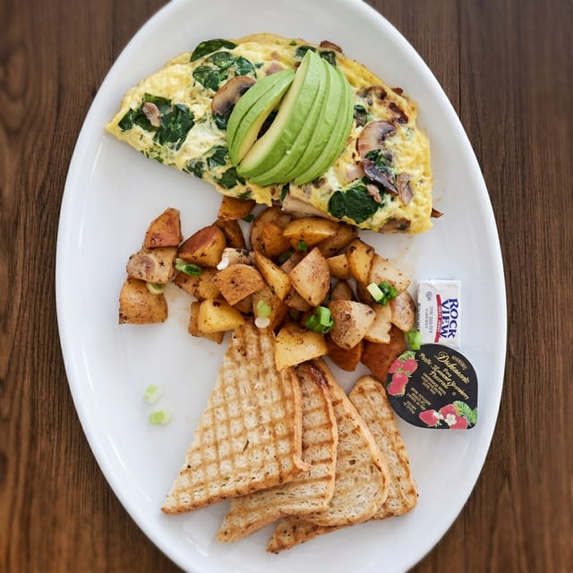 Goat Cheese and Spinach Omelette.